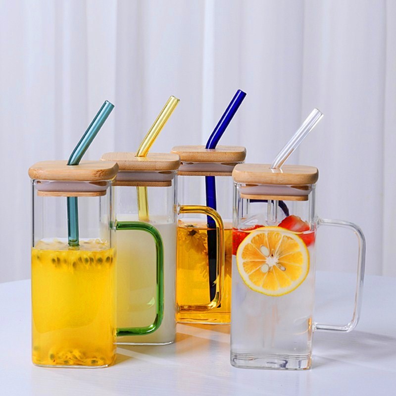 glass cup with straw — 400ml