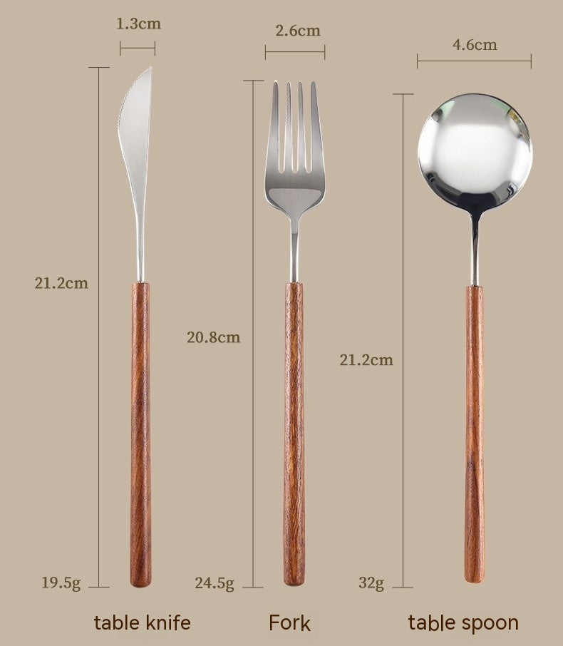 stainless steel cutlery set with rosewood handles