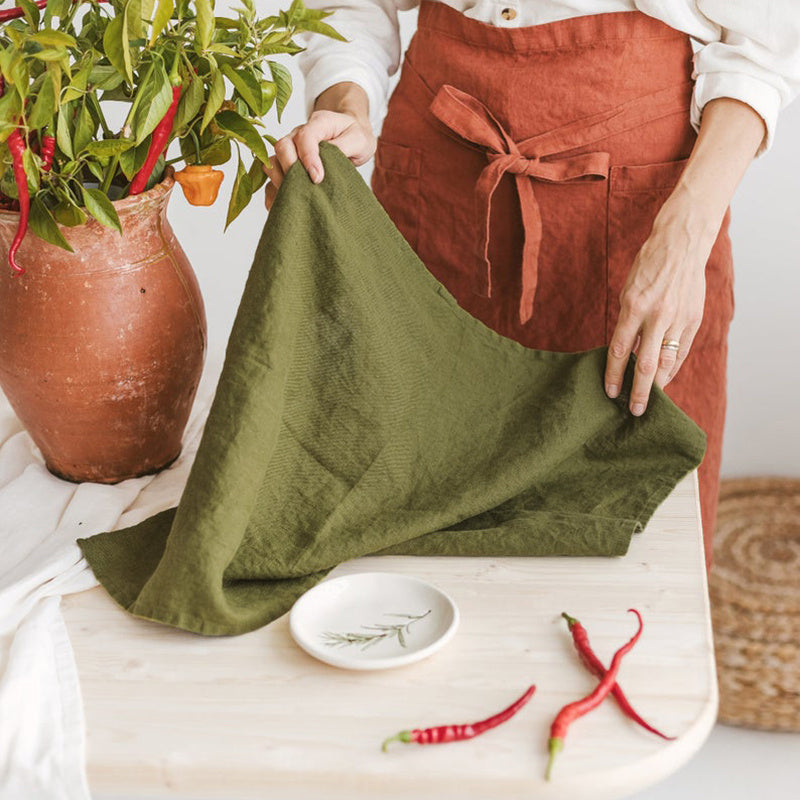 linen hanging tea towel