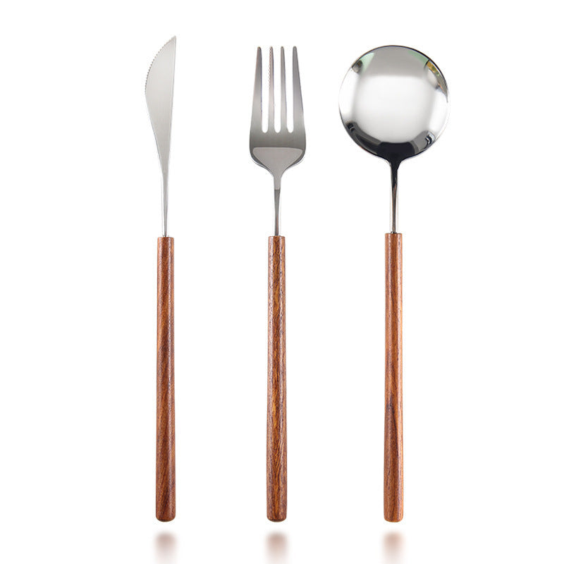 stainless steel cutlery set with rosewood handles