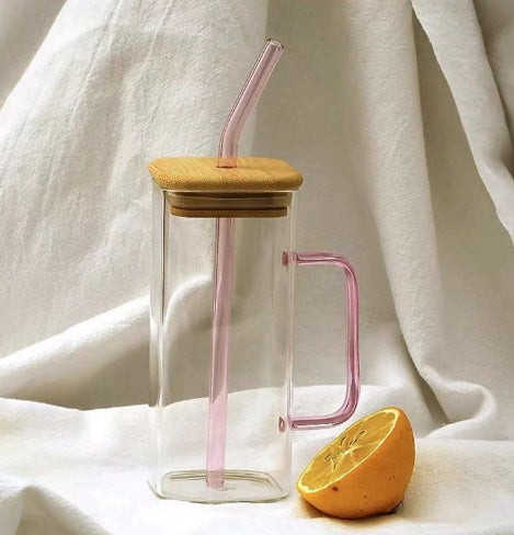 glass cup with straw — 400ml