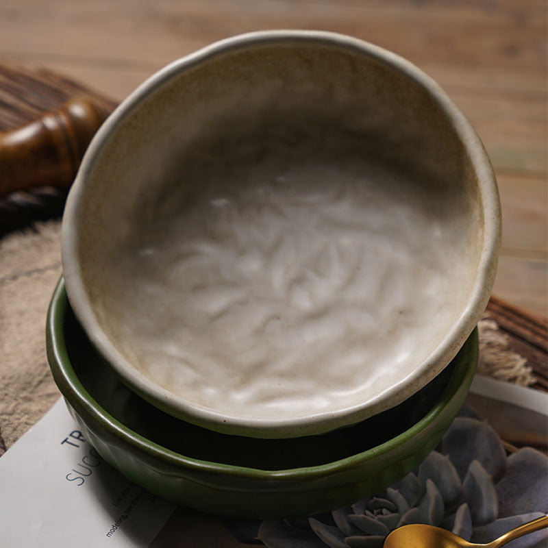 ceramic deep plate – creamy white or forest green