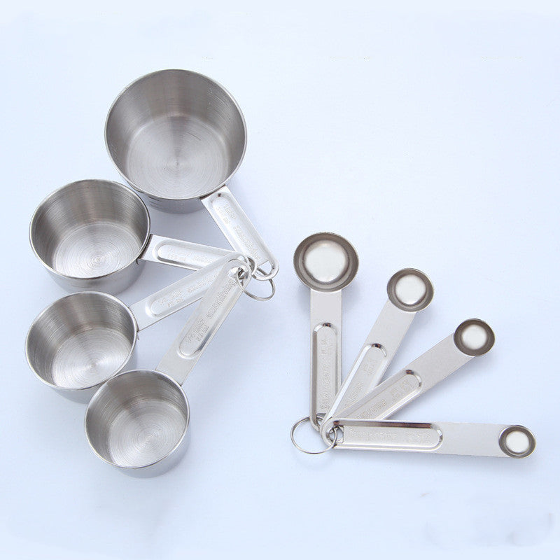 gold stainless steel measuring spoons & cups set (8 pcs)
