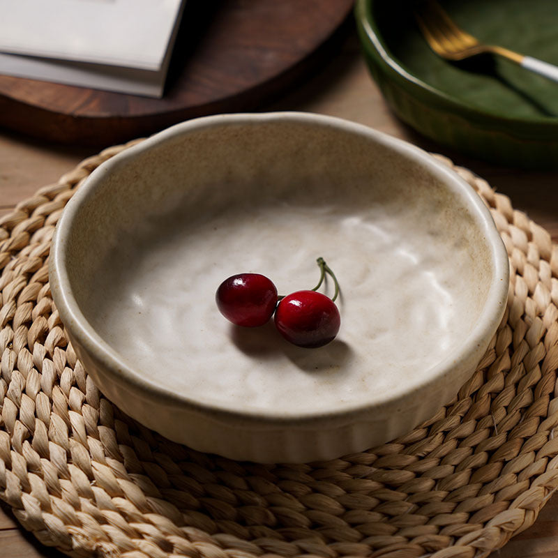 ceramic deep plate – creamy white or forest green