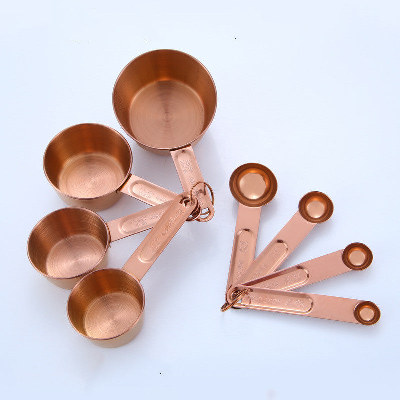 gold stainless steel measuring spoons & cups set (8 pcs)
