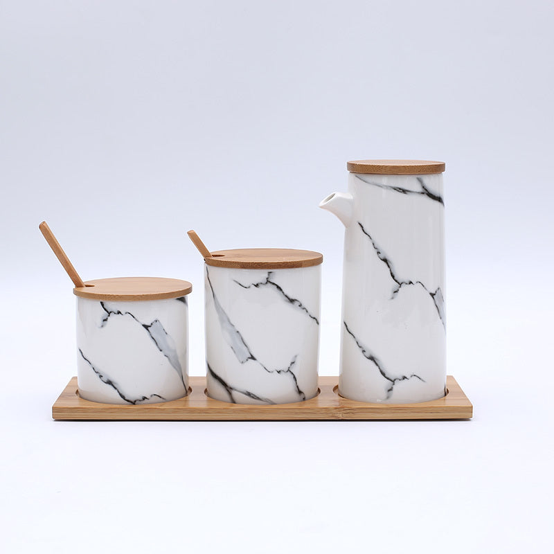 nordic marble ceramic jar set – 3 pcs